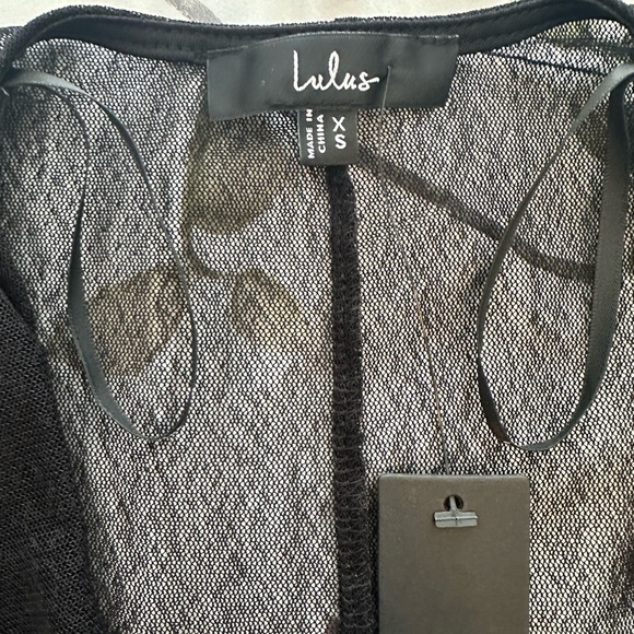 Lulus Properly Trendy Black Mesh Puff Sleeve Bodysuit - Size XS - Picture 3 of 3